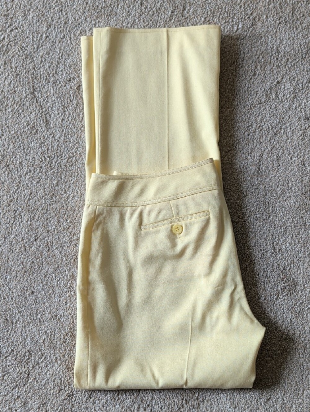 Sigrid Olsen Butter Yellow Cropped Pants Size 4 | Cotton Stretch Straight Leg - Picture 4 of 4